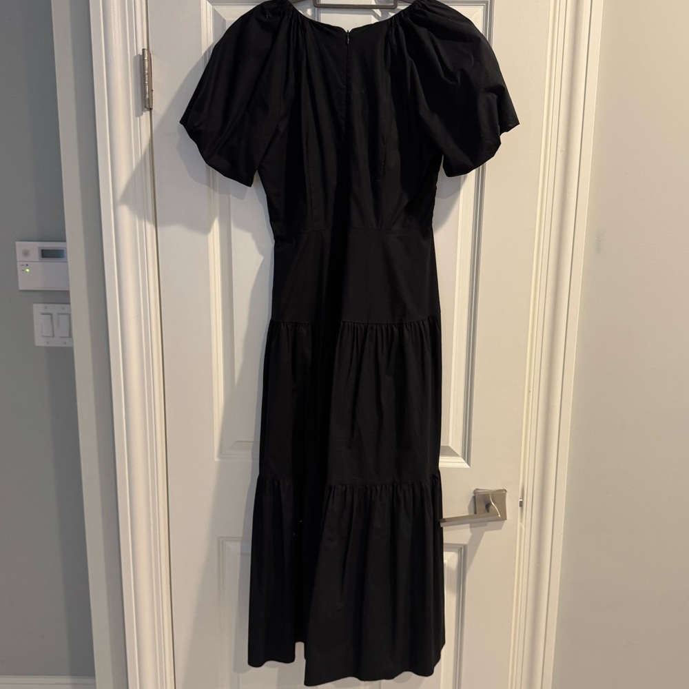 Club Monaco Midi Black Poplin Puff Sleeve Dress - Picture 7 of 8
